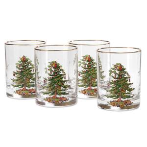 4-Piece Christmas Tree Glass Double Old Fashioned Drinkware Set