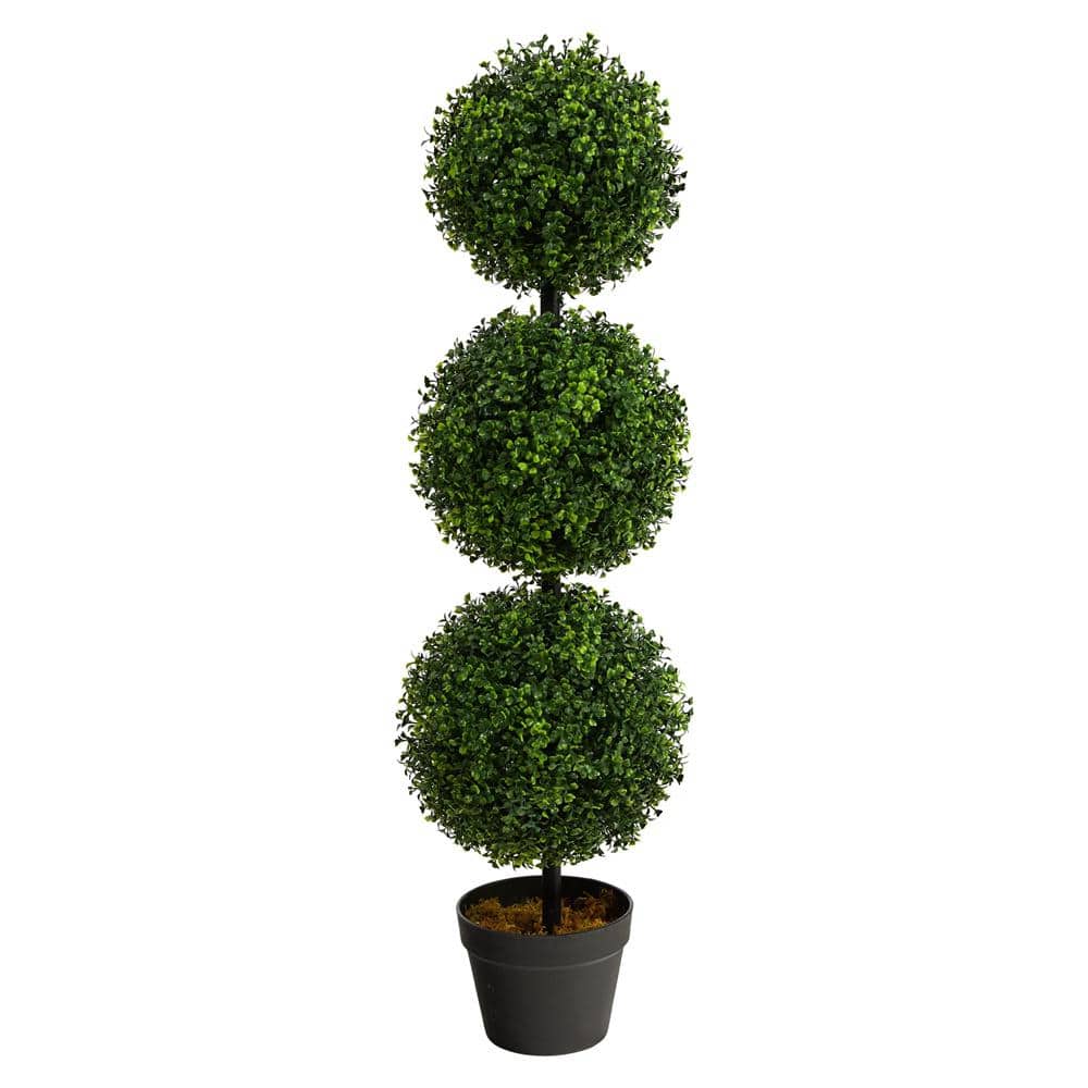 3 ft. Green Artificial Boxwood Triple Ball Topiary in Pot