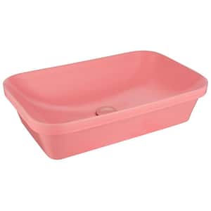 24 in. Above Counter Ceramic Bathroom Sink in Pink