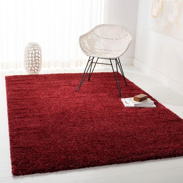 August Shag Burgundy 9 ft. x 12 ft. Solid Area Rug