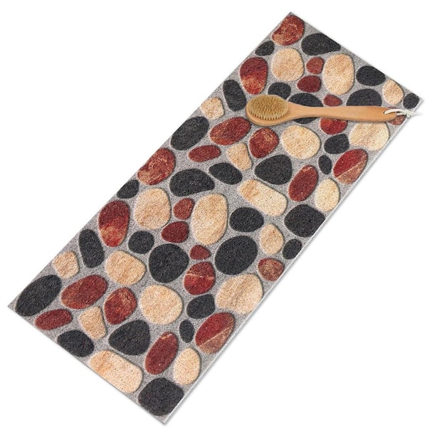 Non-Slip Shower Bath Mat with Soft Loofah Texture 16x39 Inch Quick Drying Multiple Drainage Holes for Walk-in Shower