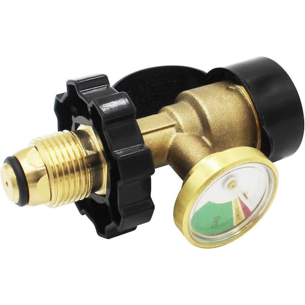 Propane Hose Adapter with Temperature Control Gauge for 50-100lbs Cylinder POL to QCC1 Type1 Soft Nose