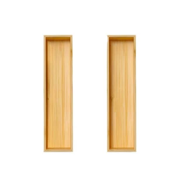 Kitchen Drawer Organizer Bins, Stackable Bamboo Deep Drawer Organizer for Silverware, Utensils, Cutlery, Flatware