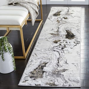 Amelia Gray/Gold 2 ft. x 6 ft. Abstract Striped Runner Rug