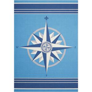 Sailing Blue 8 ft. x 11 ft. Solid Transitional Indoor/Outdoor Patio Area Rug