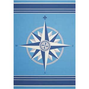 Sailing Blue 5 ft. x 7 ft. Solid Transitional Indoor/Outdoor Patio Area Rug