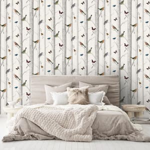 Epping Birds and Trees White Multi Wallpaper