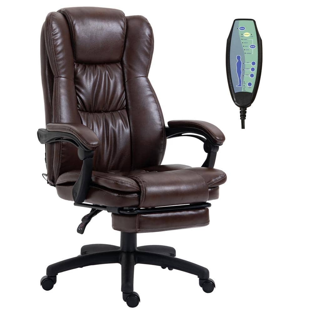 Brown Quilted-Tufted Leather High Back Swivel Executive Chair