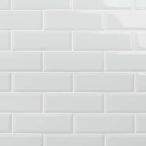 Danvers Ice White 3.93 in. x 11.81 in. Polished Beveled Ceramic Subway Wall Tile (12.91 sq. ft./Case)