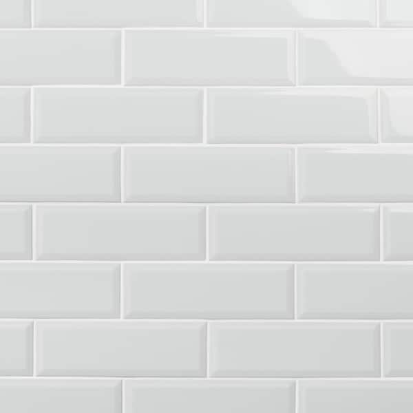 Ivy Hill Tile Danvers Ice White 3.93 in. x 11.81 in. Polished Beveled ...