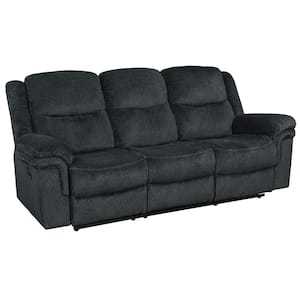 83.80 in. W Round Arm Style Velvet 3-Seat Rectangle Sofa in Dark Blue with Cup Holders, USB Ports and Power Sockets