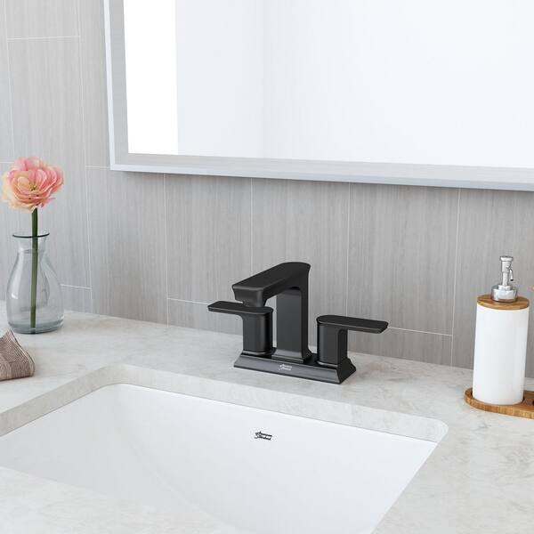 Forsey 4 in. Centerset 2-Handle Bathroom Faucet with Easy Install Push Drain in Matte Black