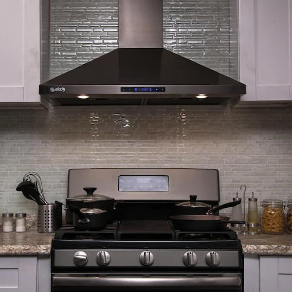 Convertible Kitchen Wall Mount Range Hood Stainless Steel Touch Control 30 in