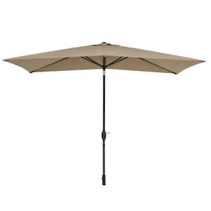 10 ft. x 6.5 ft. 50+ UPF Rectangle Crank Tilt Aluminum Patio Umbrella without Base in Beige