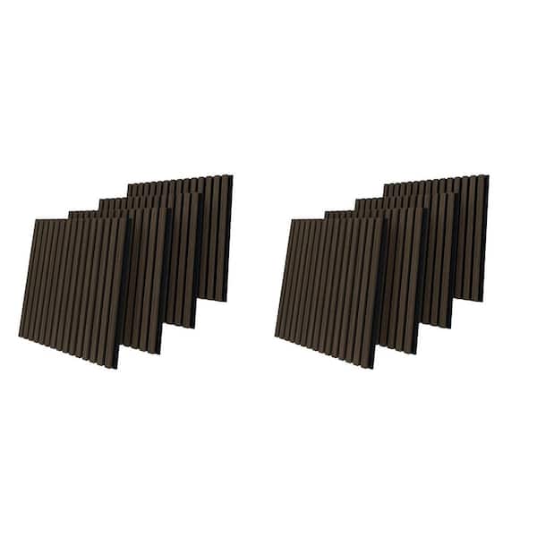 94 in. x 47 in. Walnut 8-Piece Acoustic Soundproof Slat Wall Panels 3D Decorative Wall Paneling