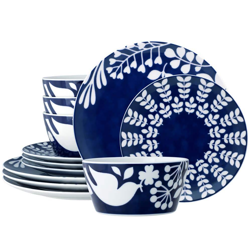 Noritake Bluefjord 12-Piece (Blue) Porcelain Dinnerware Set, Service for 4  G032-12E - The Home Depot