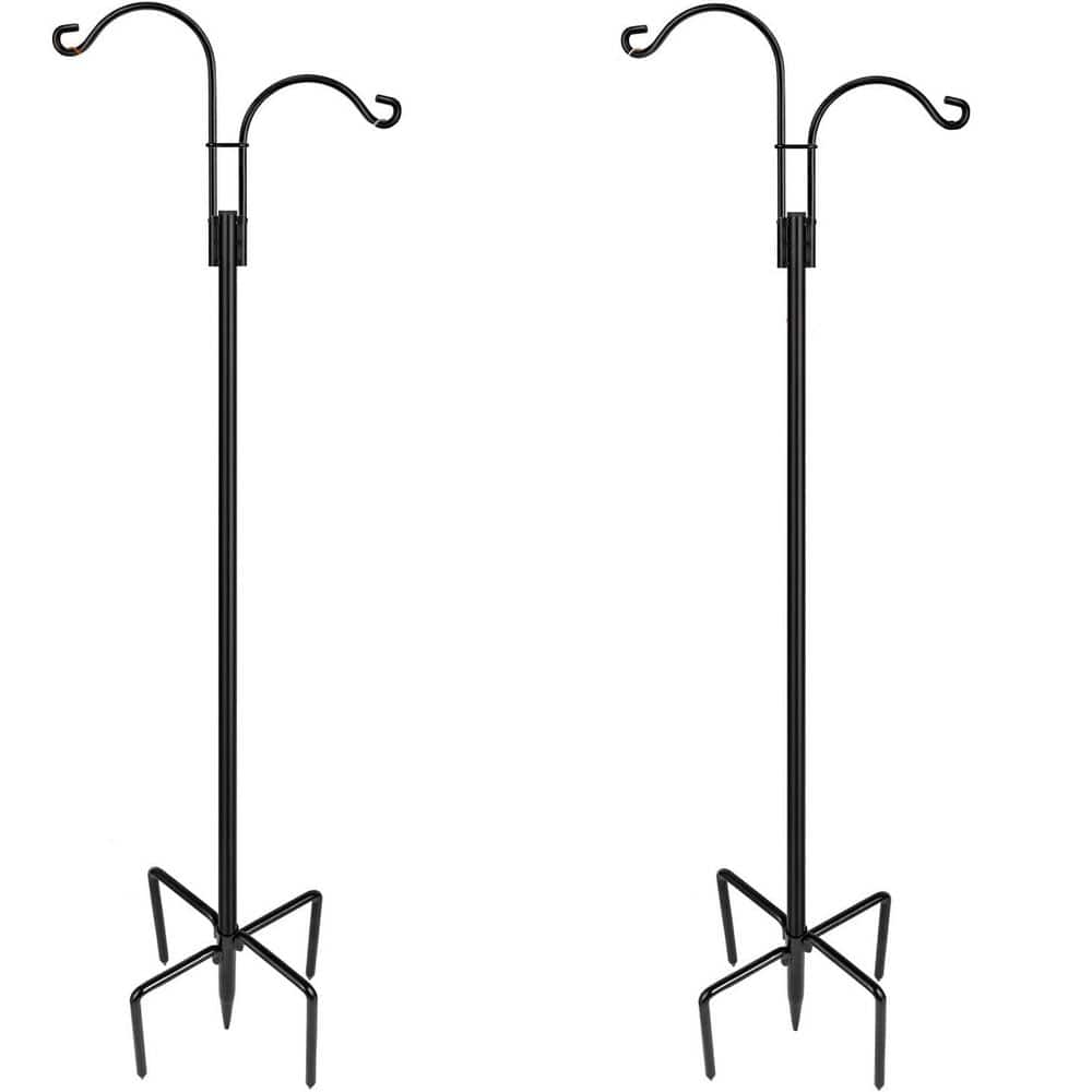 76 in. Black Metal Double Shepards Hooks (2-Pack)