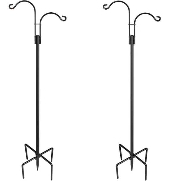 Unbranded 76 in. Black Metal Double Shepard's Hooks (2-Pack)