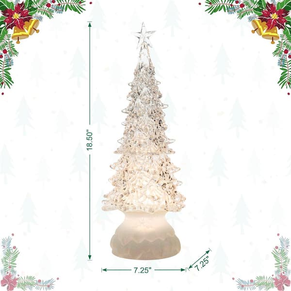 Glitzhome 18.5 in. H Christmas Lighted Acrylic Rotating Table Tree