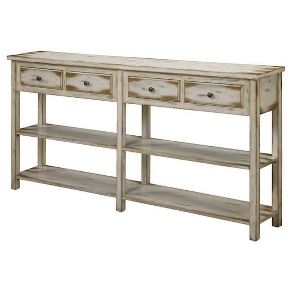 Coast To Ada 72 In Antique White, Small Console Table With Drawers White