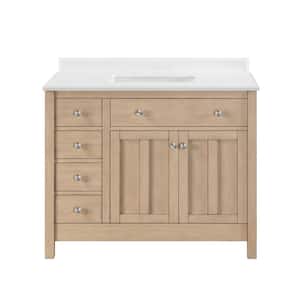 Newcastle 42 in. W x 22 in. D x 35 in. H Single Sink Bath Vanity in Sahara Birch with White Engineered Marble Top