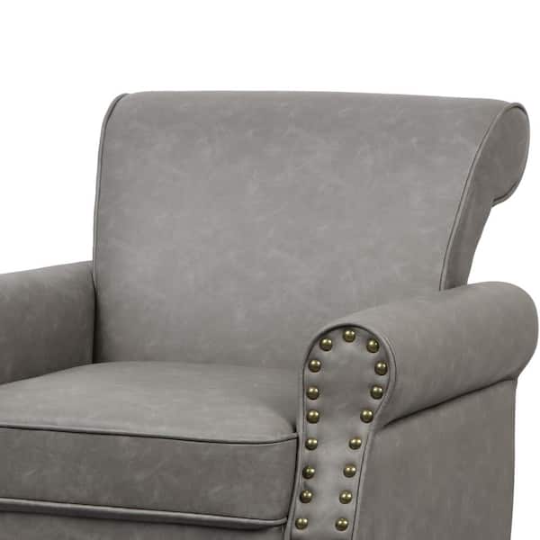 HOLIDAY*Miller Prib allinone グレー Reviews for Uixe Gray PU Leather Nailhead Trim Upholstered Accent