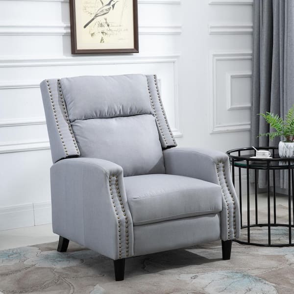 Easy Assembly Living Room Chairs Recliner Chair with Back Support Reading Chair with Footrest Ottomanson Fabric: Gray Polyester