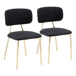 Bouton Gold and Black Velvet Dining Chair (Set of 2)