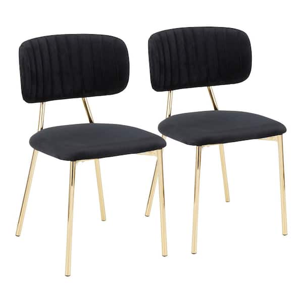 Lumisource Bouton Gold and Black Velvet Dining Chair (Set of 2)
