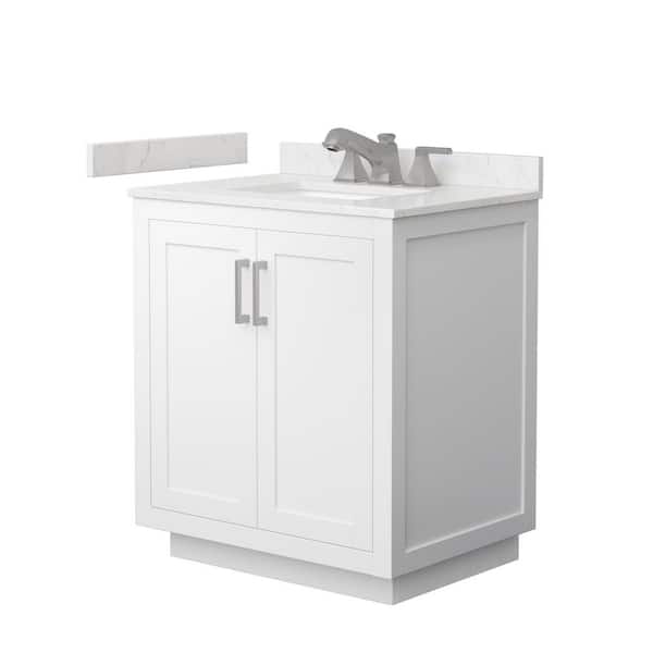 Miranda 30 in. Single Freestanding White Bath Vanity with Carrara Cultured Marble Top Assembled