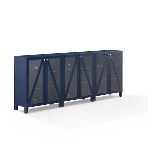 CROSLEY FURNITURE Cassai Navy 3-Pieces Media Storage Cabinet Set