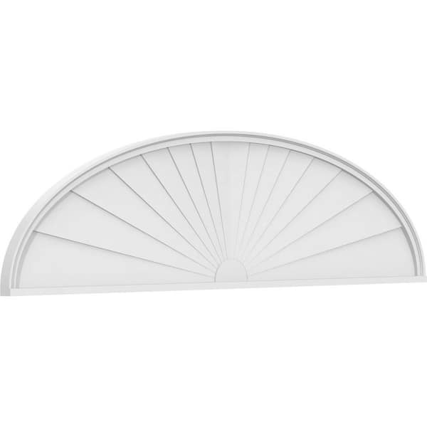 Ekena Millwork 86 in. W x 22-1/2 in. H x 2 in. P Elliptical Sunburst Signature Urethane Pediment, Primed Tan