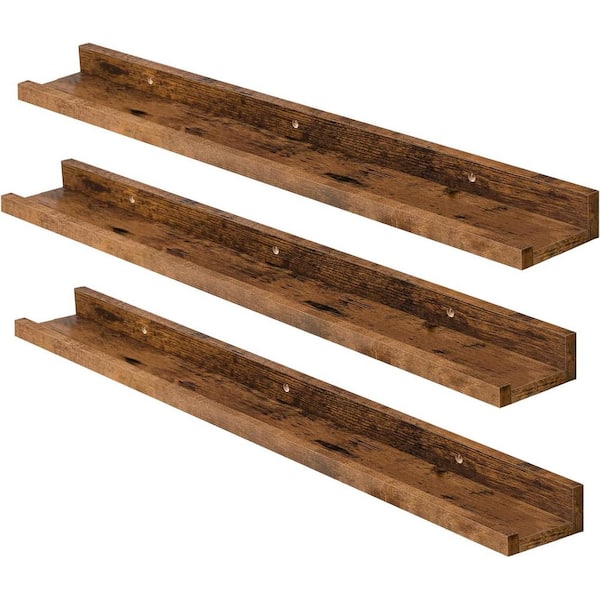 35.4 in. W x 3.9 in. D Rustic Brown Decorative Wall Shelf