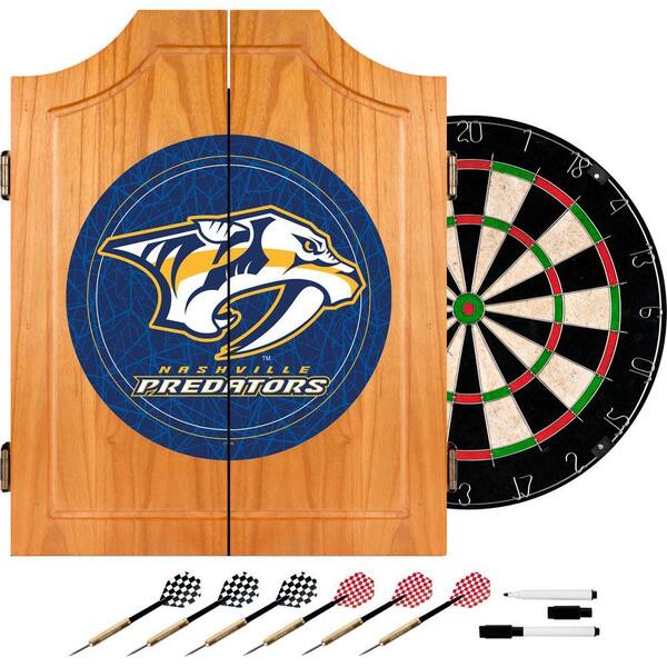 Trademark NHL Nashville Predators Wood Finish Dart Cabinet Set