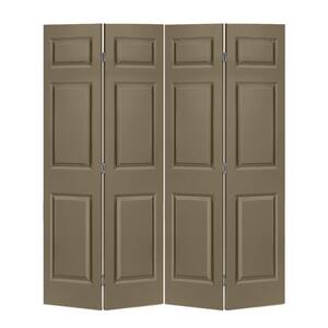 72 in. x 84 in. Hollow Core 6 Panel Olive Green Painted MDF Composite Bi-Fold Double Closet Door with Hardware Kit