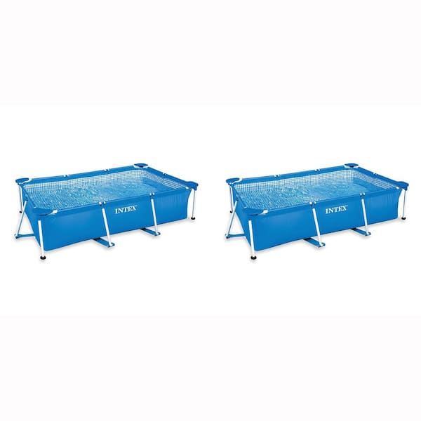 Intex 8.5 ft. x 5.3 ft. x 2.13 ft. D Rectangular Soft-Sided Metal Frame Above Ground Swimming Pool (2-Pack)