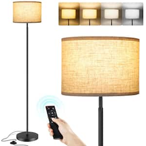 63 in. Traditional Black Metal Dimmable Standard Floor Lamp with Footswitch and Remote Control