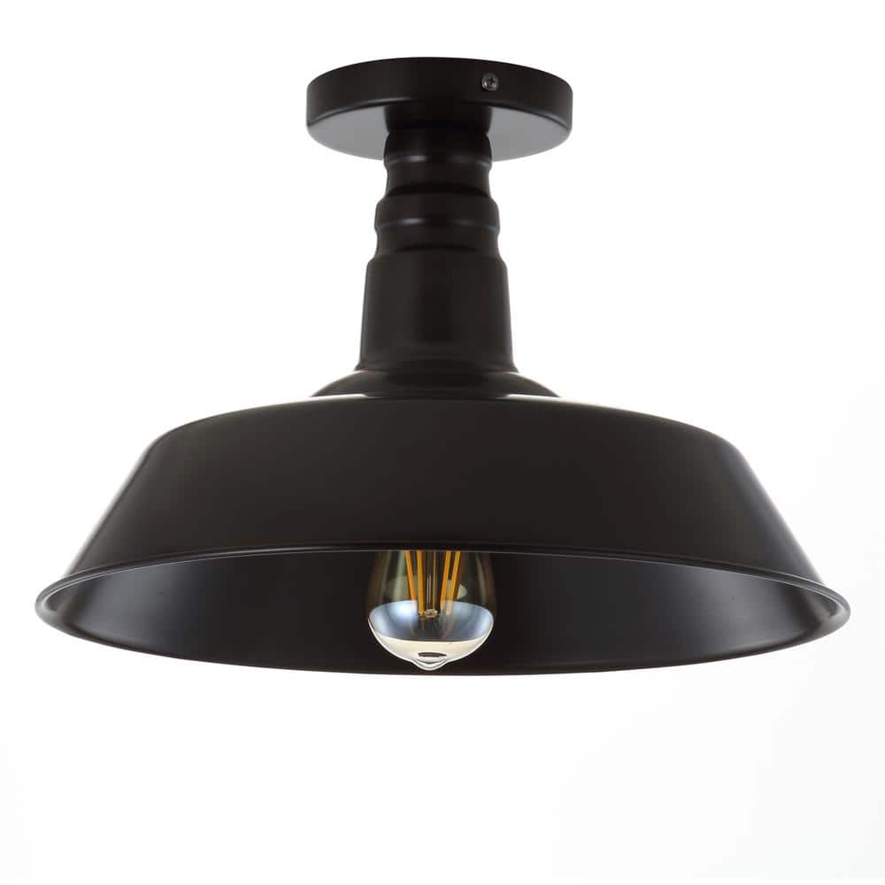 Cassidy 14" Black and Bronze Metal LED Semi-Flush Mount Light