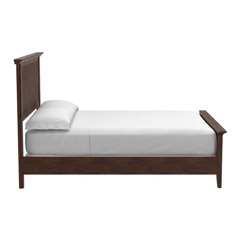 Vintage Oak Queen Mission Style Bed with Wood Frame