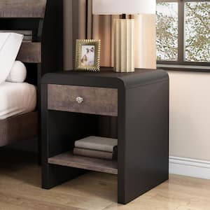 1-Drawer Brown Color Traditional Design Solid Wood Nightstand 24 in. H x 20.9 in. W x 18.1 in. D