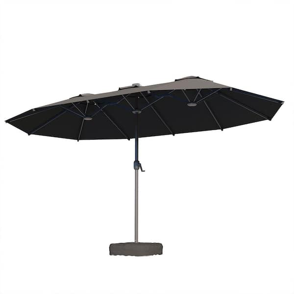 Levitz Double Top 14.5 ft. Steel Cantilever Outdoor Patio Umbrella with weighted base in Dark Gray