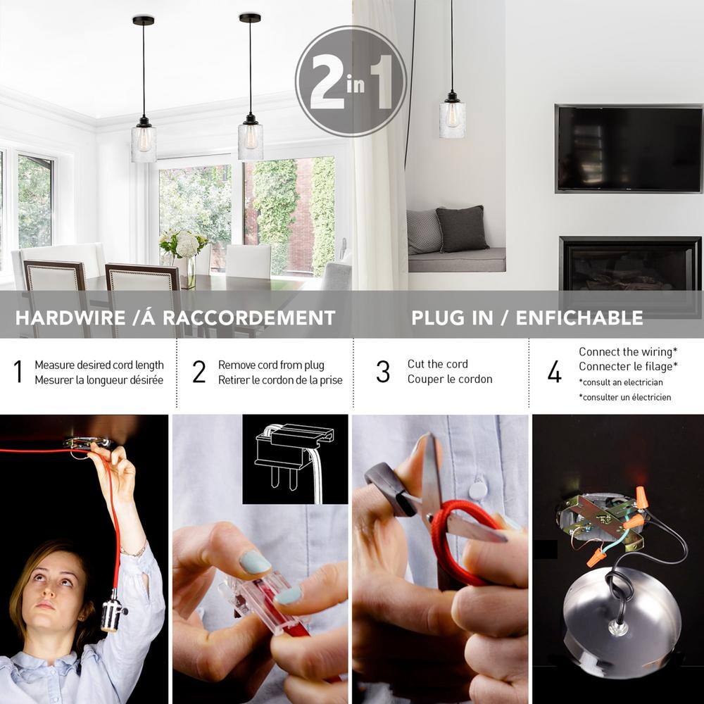 Annecy Dark Bronze Seeded Glass Adjustable Pendant Light