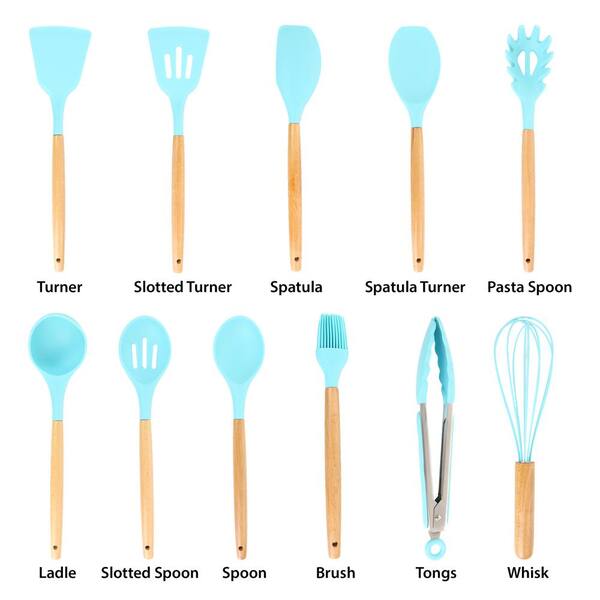 MegaChef 12 Piece Teal Utensil Set 986114608M - The Home Depot