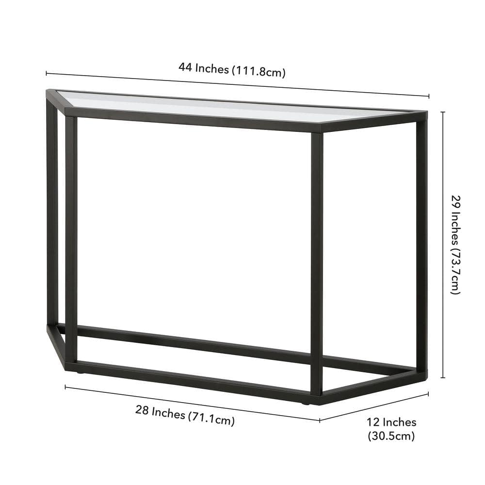 Modern Blackened Bronze 44" Console Table with Glass Shelf