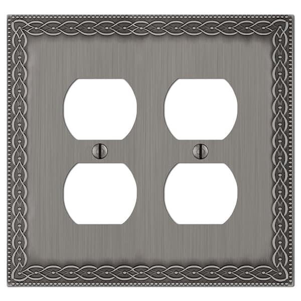 AMERELLE Amelia 2 Gang Duplex Metal Wall Plate - Antique Nickel