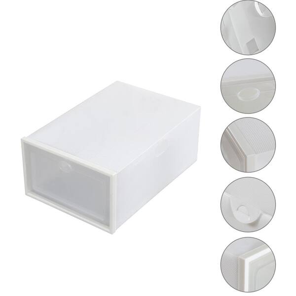 24 Pack Shoe Storage Box, Plastic Foldable Shoe Box, Stackable Clear Shoe Organizer The Twillery Co. Finish: White