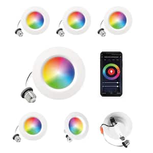 4 in. WiFi Smart 9-Watt 810 Lumens Recessed Retrofit LED Sleek Series Downlight Kit, Alexa/Google, Wet Rated (6-Pack)
