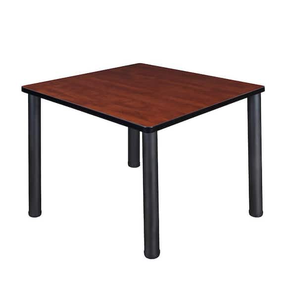 Regency Rumel 36 in. L Square Cherry and Black Wood Breakroom Table (Seats 4)