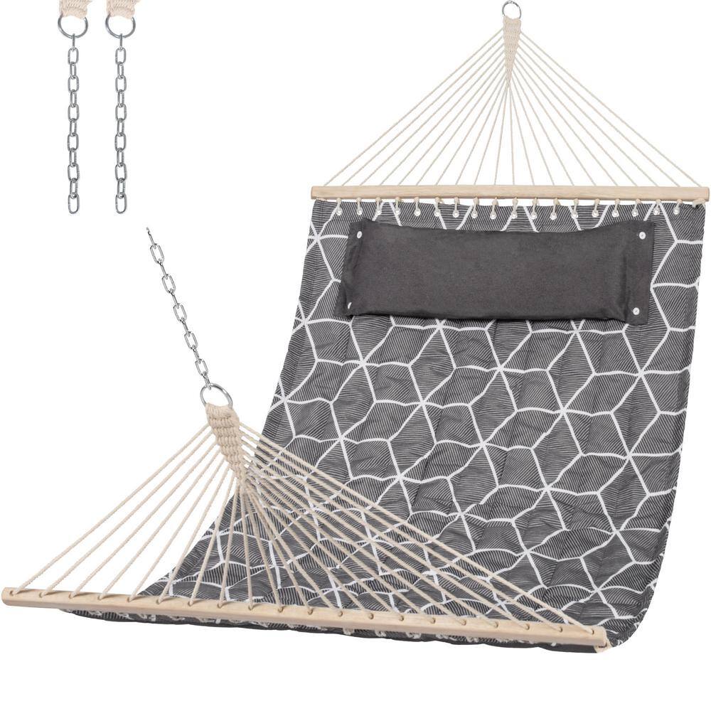78.7 in. x 55 in. Hammock Quilted Fabric Swing Large Hammock Bed with Sprea