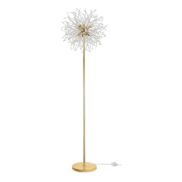 Staykiwi 69 in. Gold 8-Light Crystal Elegant Modern Standard Floor Lamp with Firework Crystal Harnesses (Bulbs NOT Included)